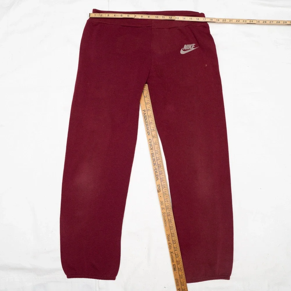 Vintage 70s 80s Nike Jogger Sweatpants‎ Maroon Mens 34x29 Grey Swoosh Logo